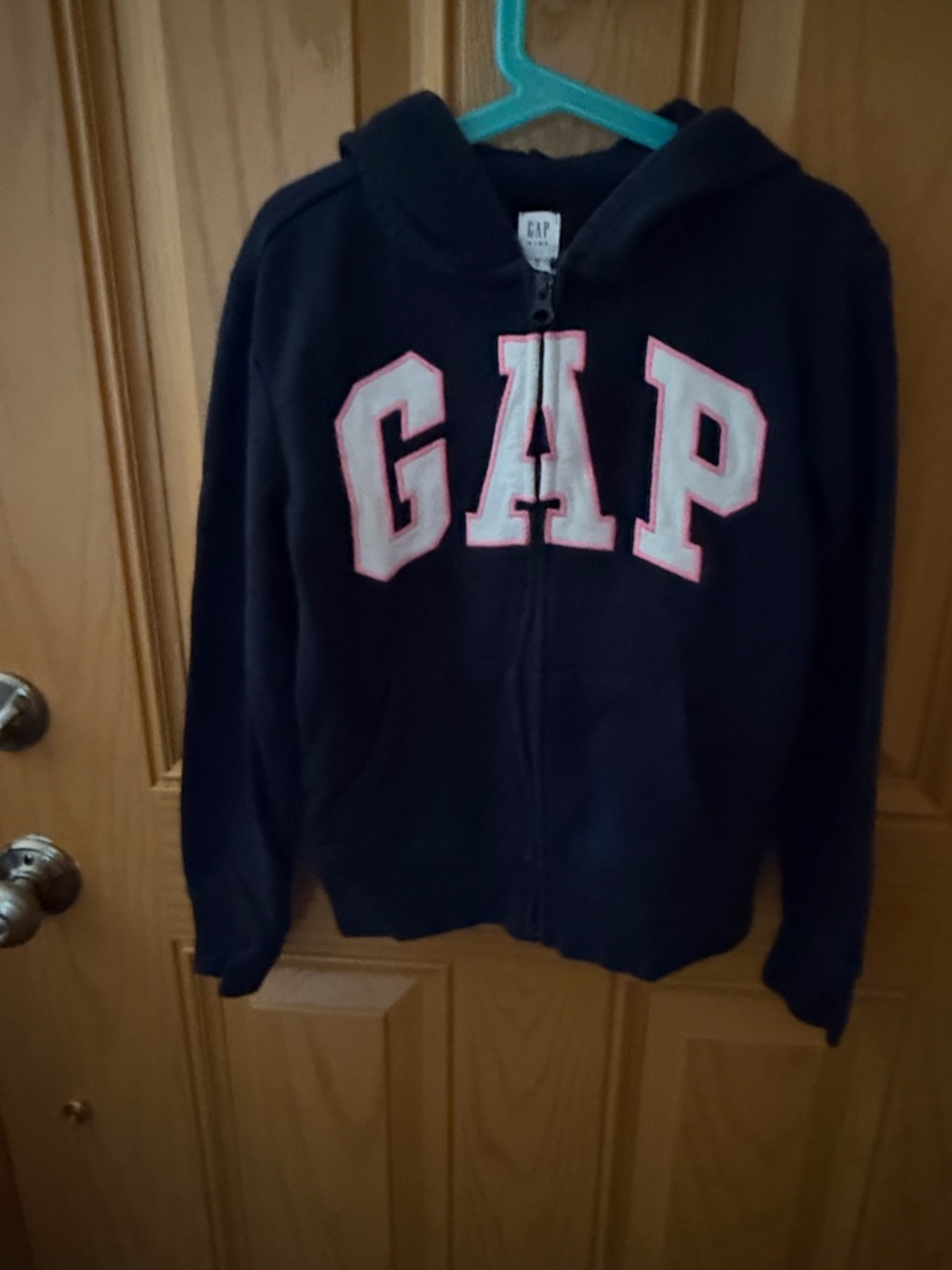 GAP Navy Hoodie and Pants with Pink-Trimmed White Lettering - Kids